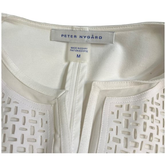 Peter Nygard Womens White Laser Cut Front Panel Jacket Size Medium Art to Wear - Picture 4 of 9